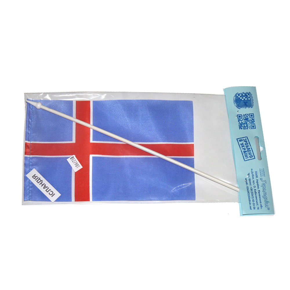 Прапор Ісландія 14,5 х 23 см настільний, поліестер П-3