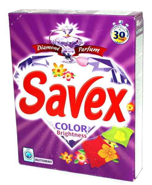Порошок пральний SAVEX Diamond Parfum 400 г, автоматичне прання, для кольорових тканин