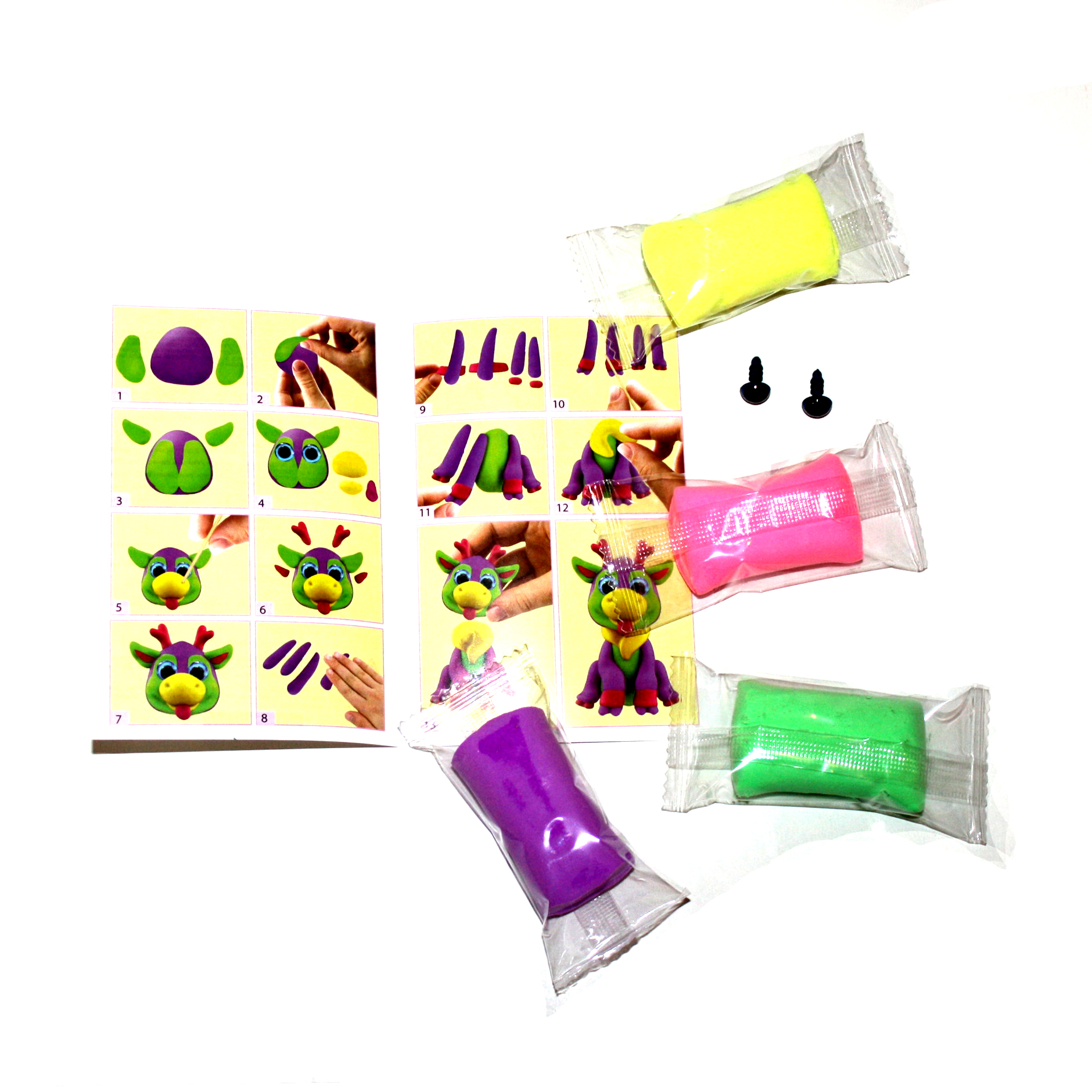 Повітряний пластилін Danko Toys, неонові кольори, cвітиться в темряві, + живі оченята, 3+ ARCL-FL-01-04,07U