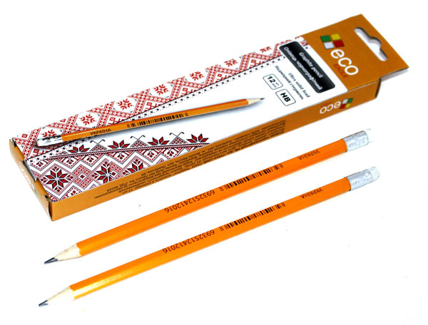 Олівець Eco-Eagle чорнографітний НВ з ластиком, 12 штук в упаковці на європідвісі, ціна за штуку TY412-12