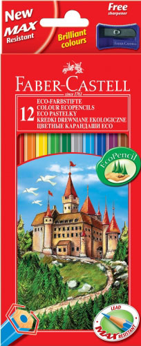 Олівці кольорові Faber-Castell 12 кольорів Замок і лицарі + точилка, картона коробка 120112