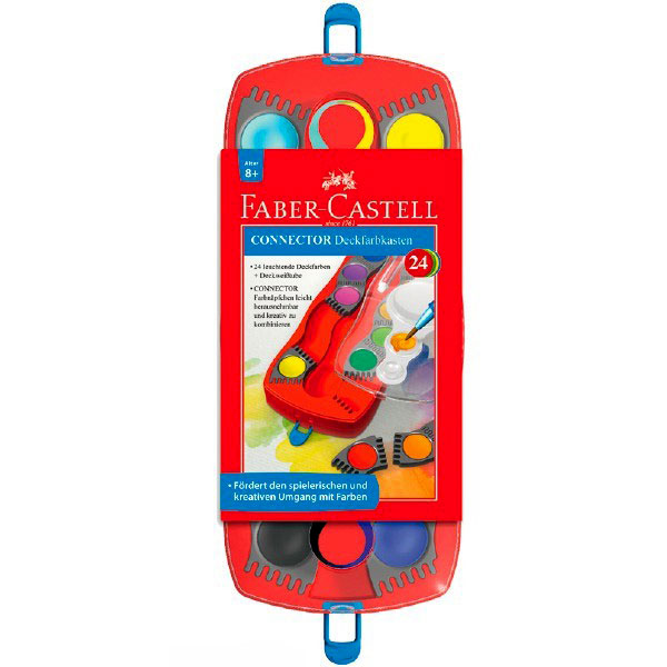 Фарби акварельні Faber-Castell Coneector сухі, 24 кольори, в пластмасовій коробці 125029