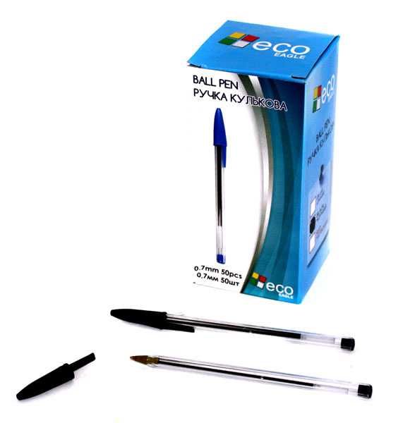 Ручка кулькова Eco-Eagle 0,7 мм, колір чорний, 50 штук в упаковці TY401