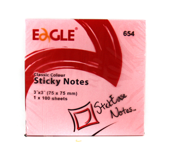 Папір для запису Eagle з клейкою смужкою 75 х 75 мм, 100 аркушів, класичні кольори 654M