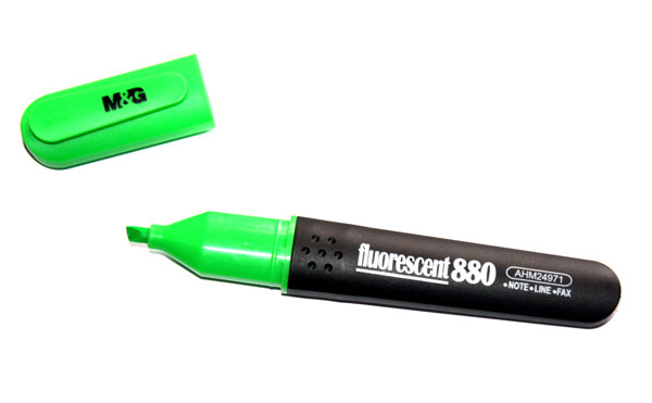 Маркер M&G Fluorescent 880 текстовий, скошений, колір зелений, товщина лінії 4 мм AHM24971