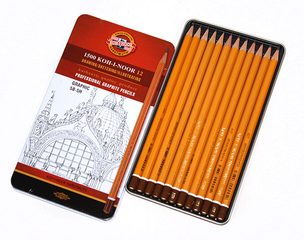 Набір чорнографітних олівців Koh-I-Noor 1500 Graphic 5B-5H, 12 штук 1502.III