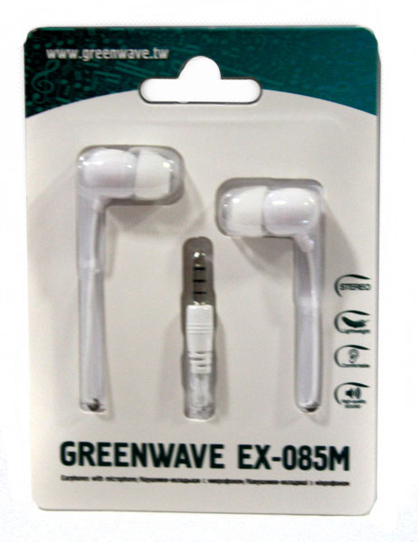 Навушники - вкладиші Greenwave, білі EX-085М