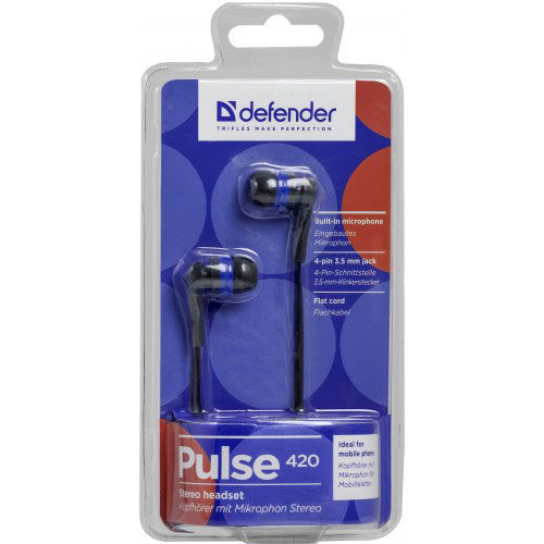Навушники - вкладиші Defender Pulse 420 з мікрофоном 63421