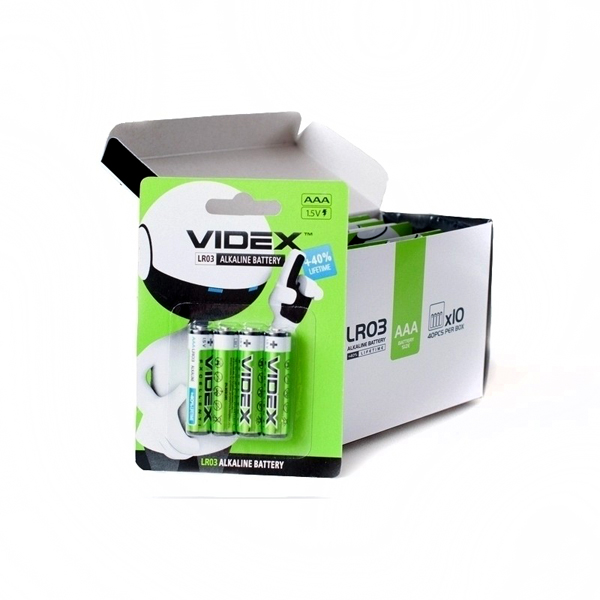 Батарейка Videx лужна LR03/AAA, 4 штуки в упаковці 290393
