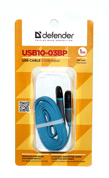 Кабель Defender 2.0 AM-microUSB+Lighting 1.0m USB10-03BР