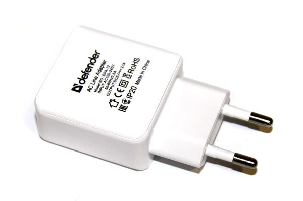 Мережевий зарядний пристрій Defender 2х USB, 5V/1A+2.1A EPA-13