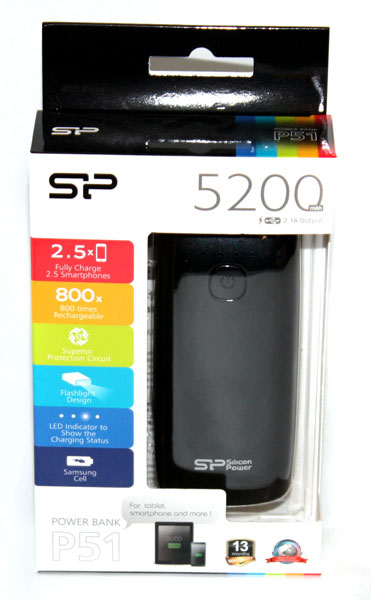 Зовнішній акумулятор Silicon Power Power Bank P51 - 5200 Mah чорний SP5K2MAPBKP51C1K