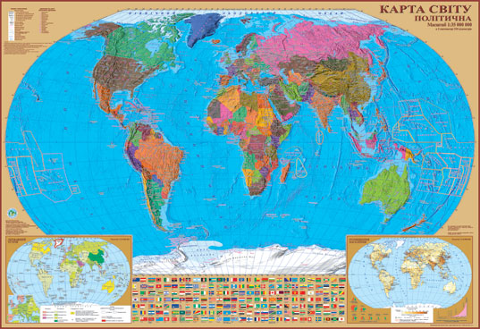 Карта світу - політична М1 : 35 000 000, 100 х 70 см папір, ламінація, планки