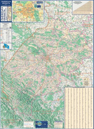 Карта автошляхів Львівська область М1 : 200 000, 98 х 67 см, складана
