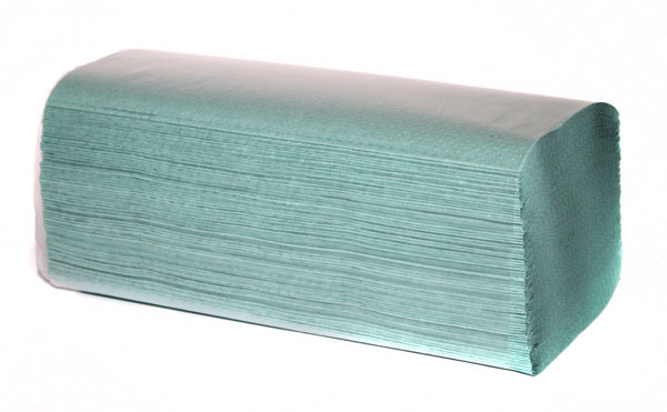 Полотенца бумажные зеленые,V - укладка ТРИО 200 листов в упаковке