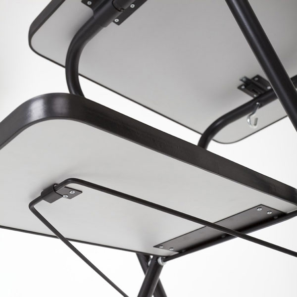 Столик 2х3 для оргтехніки GIGANT II, 60 х 40 см / 46 х 29 см, сталевий, складний, чорного кольору ST009