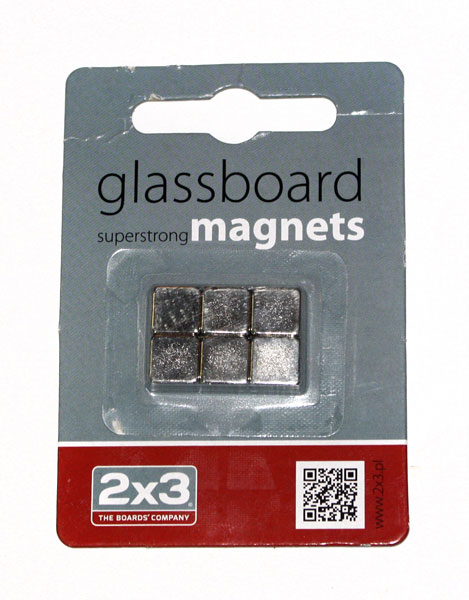 Набір магнітів 2х3 посилених металевих для скляної дошки, 6 штук під блістером AM150