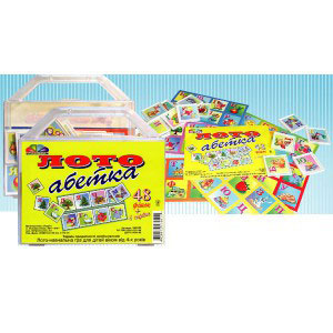 Лото Гамма "Абетка" 48 фішок + 6 карток у пластиковій валізі, для навчання дітей від 3 років. 248023