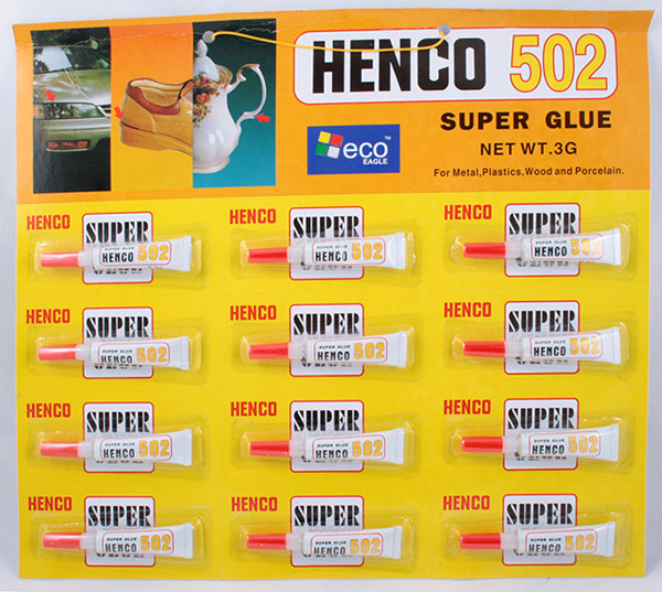 Супер клей Henco 3 мл 12 штук на планшеті 3GR