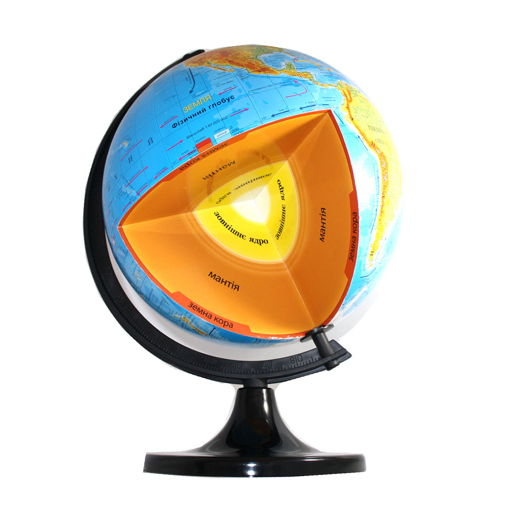 Модель глобуса "Будова Землі" d=32 cм, українська мова, підставка пластикова чорна Марко Поло гбз32