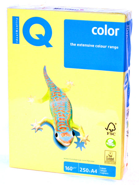 Папір кольоровий Mondi Color IQ А4 160 г/м2, 250 аркушів, жовтий А4/160 CY39