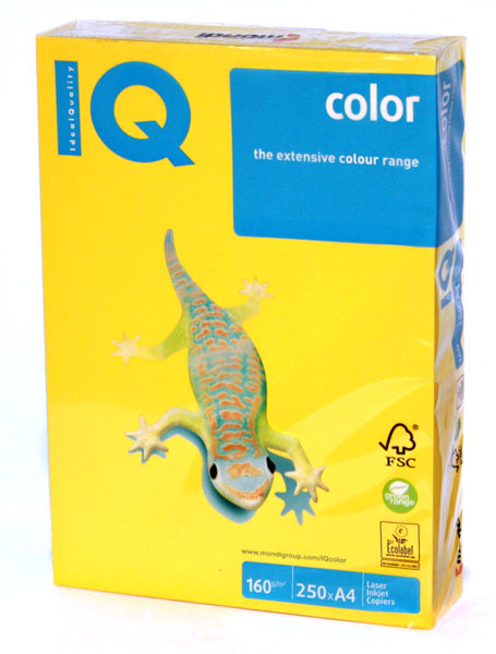 Папір кольоровий Mondi Color IQ A4 160 г/м2, 250 аркушів, світло-жовтий A4/160 IG50