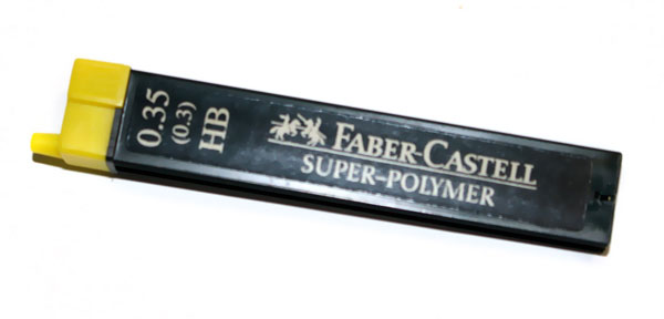 Грифель для механічного олівця Faber-Castell 0,35 мм HВ Super Polymer, 12 штук у пластиковому пеналі 120300