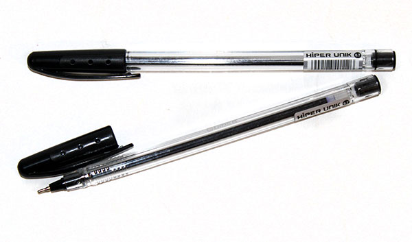 Ручка масляна Hiper Unik 0,7 мм, прозорий корпус, колір чорний HO-530