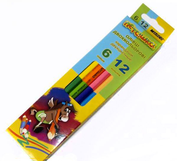 Олівці кольорові Marco Пегашка двосторонні 6 штук 12 кольорів 1011-6CB