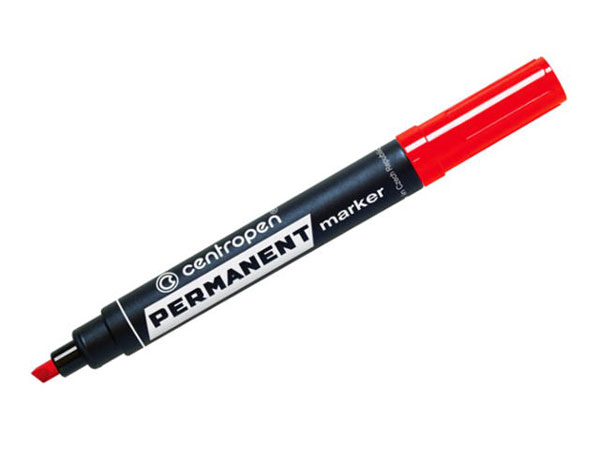 Маркер Centropen перманентный 1 - 4,6 мм цвет красный клиновидный пишущий узел, спиртовая основа 8576/02