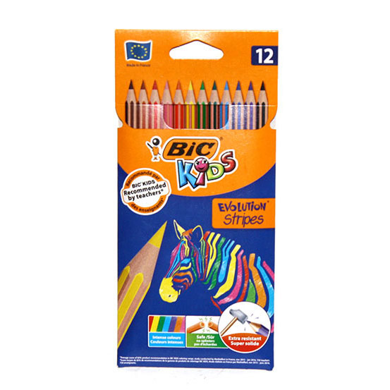Олівці кольорові BIC Kids 12 кольорів Evolution Stripes