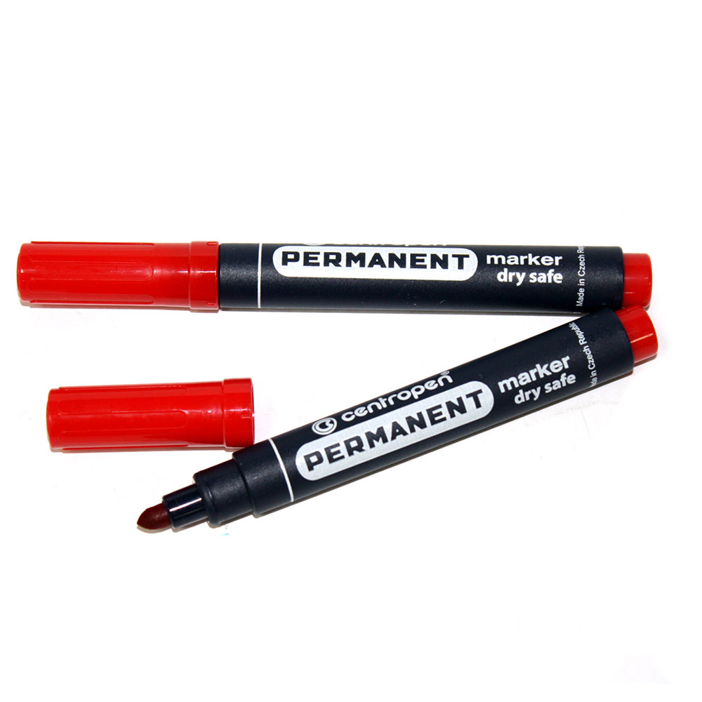 Маркер Centropen перманентний DrySafe товщина лінії 2,5 мм,колір червоний заокруглений пишучий вузол 8510/02