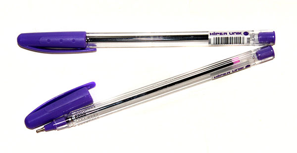 Ручка масляна Hiper Unik 0,7 мм, прозорий корпус, колір фіолетовий HO-530