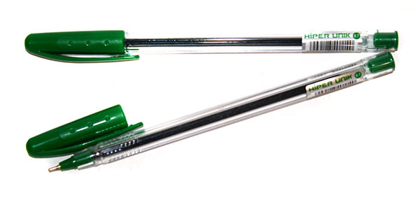 Ручка масляна Hiper Unik 0,7 мм, прозорий корпус, колір зелений HO-530