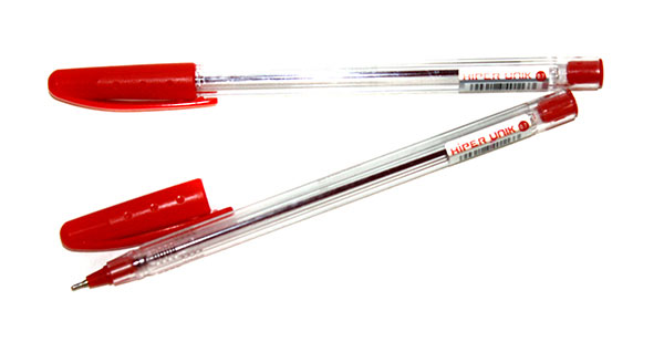 Ручка масляна Hiper Unik 0,7 мм, прозорий корпус, колір червоний HO-530