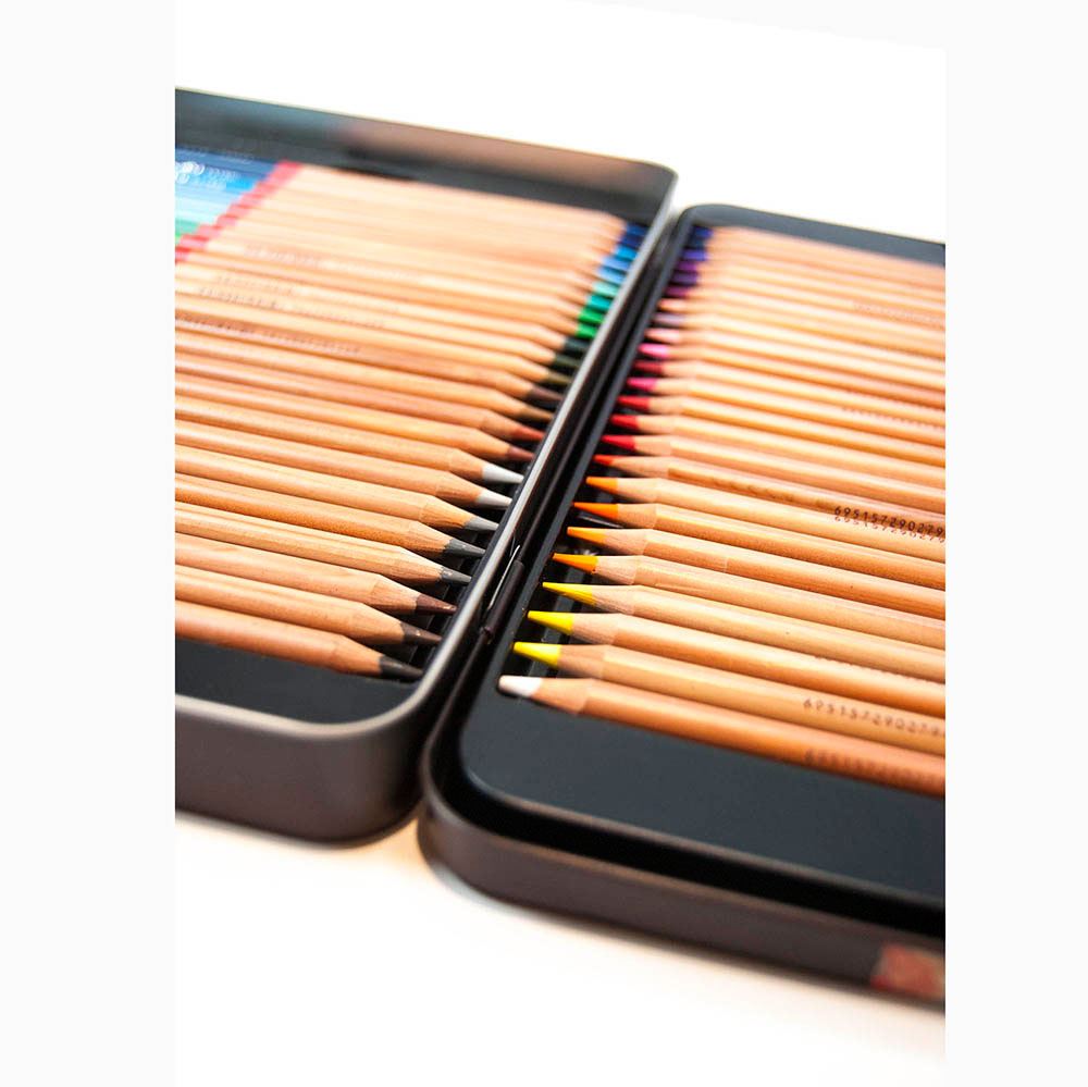 Олівці кольорові Marco Renoir 100 штук круглі, кедрові у металевому пеналі Fine Art3100-100TN