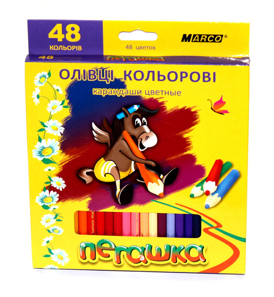 Олівці кольорові Marco Пегашка 48 кольорів, шестигранні, картонна коробка 1010-48CB