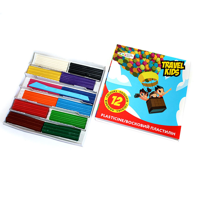 Восковий пластилін Travel Kids (чисті руки) 12 кольорів, 144 г 331011/TK