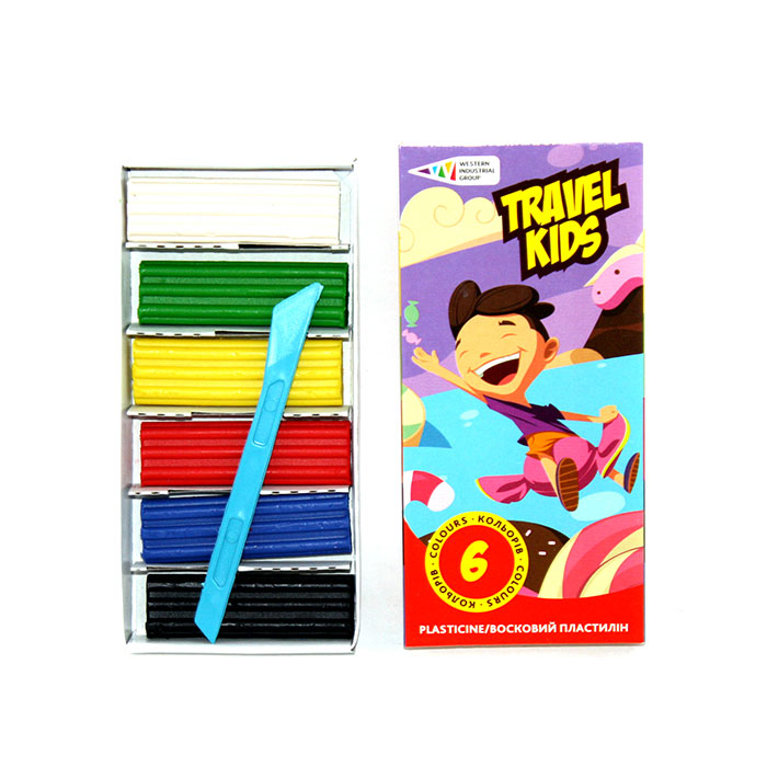 Восковий пластилін Travel Kids (чисті руки) 6 кольорів, 72 г 331008/TK