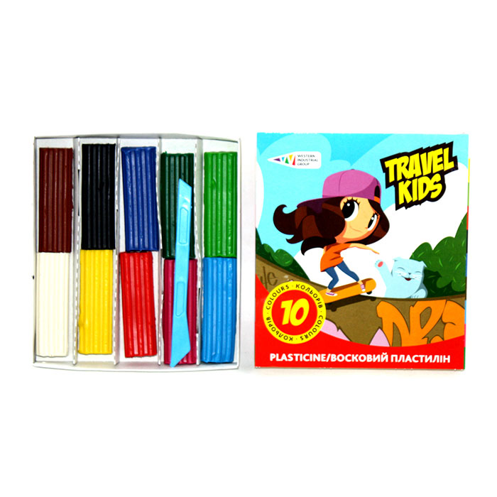 Восковий пластилін Travel Kids (чисті руки) 10 кольорів, 120 г 331010/TK