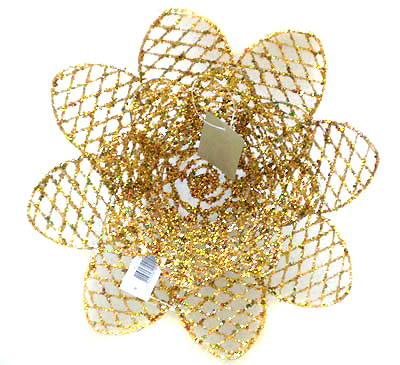 Корзина "Квітка", металева з дроту, з золотим бісером та блискітками, d=27 см HF27/13