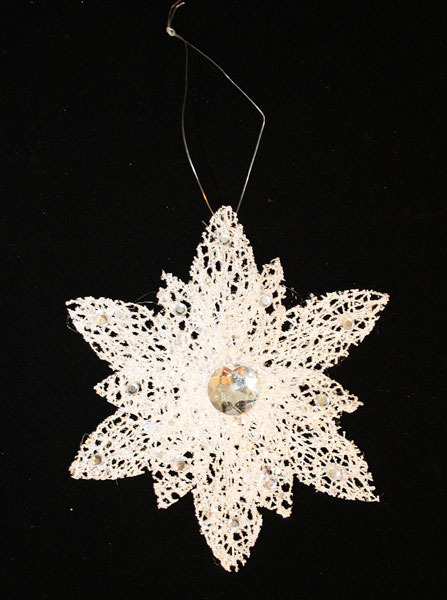 Підвіска "Квітка" d=17 см, з пластику,колір-білий,в п/п на європідвісі,виріб для новорічних свят D415206