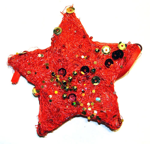 Новорічна підвіска у формі зірки h=10см, колір червоний GA865535-14R