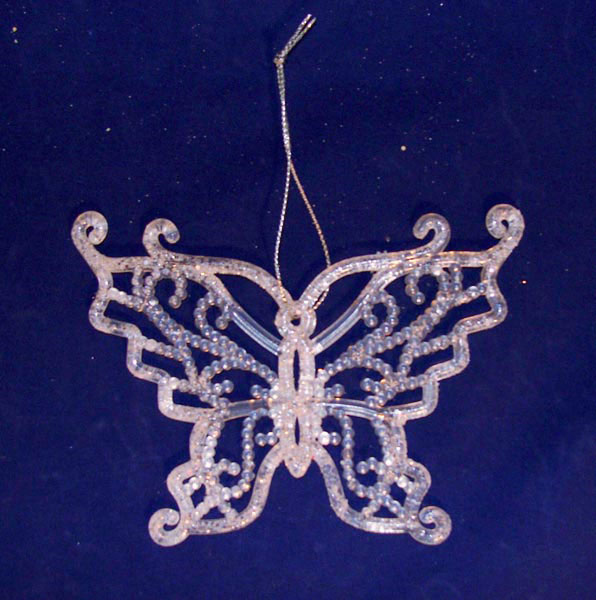 Підвіска-ялинкова прикраса "Метелик" 13 х 10 см, прозорий-білий, виріб для новорічних свят HT-A00821K