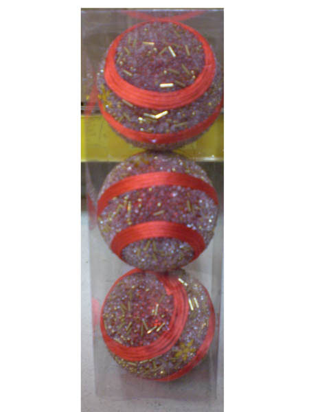 Набір з 3-х декоративних куль d = 8см в целулоїдній коробці, рожеві HZ38-3376