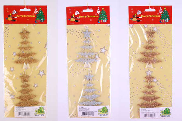Набір новорічних підвісок ялинок 10 см  з бронзовим декором, 2 штуки в упаковці YK7285/3