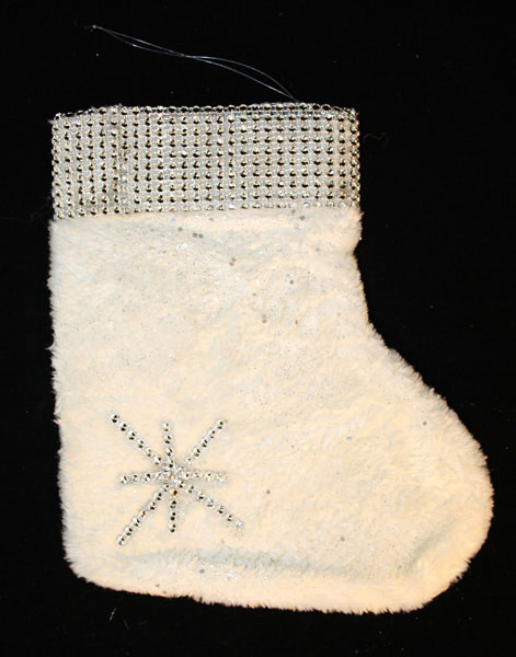 Різдвяна панчоха h=20 см, колір-білий, в п/п на європідвісі, виріб для новорічних свят А50026С