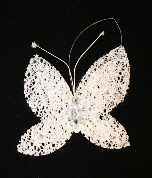 Підвіска "Метелик" 13 х 9 см, з пластику,колір-білий, в п/п на європідвісі,виріб для новорічних свят D415211