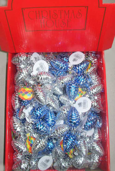 Ялинкова іграшка-шишка 6 см, колір синьо-срібний. Ціна за 1 штуку PGF5 6003/BS