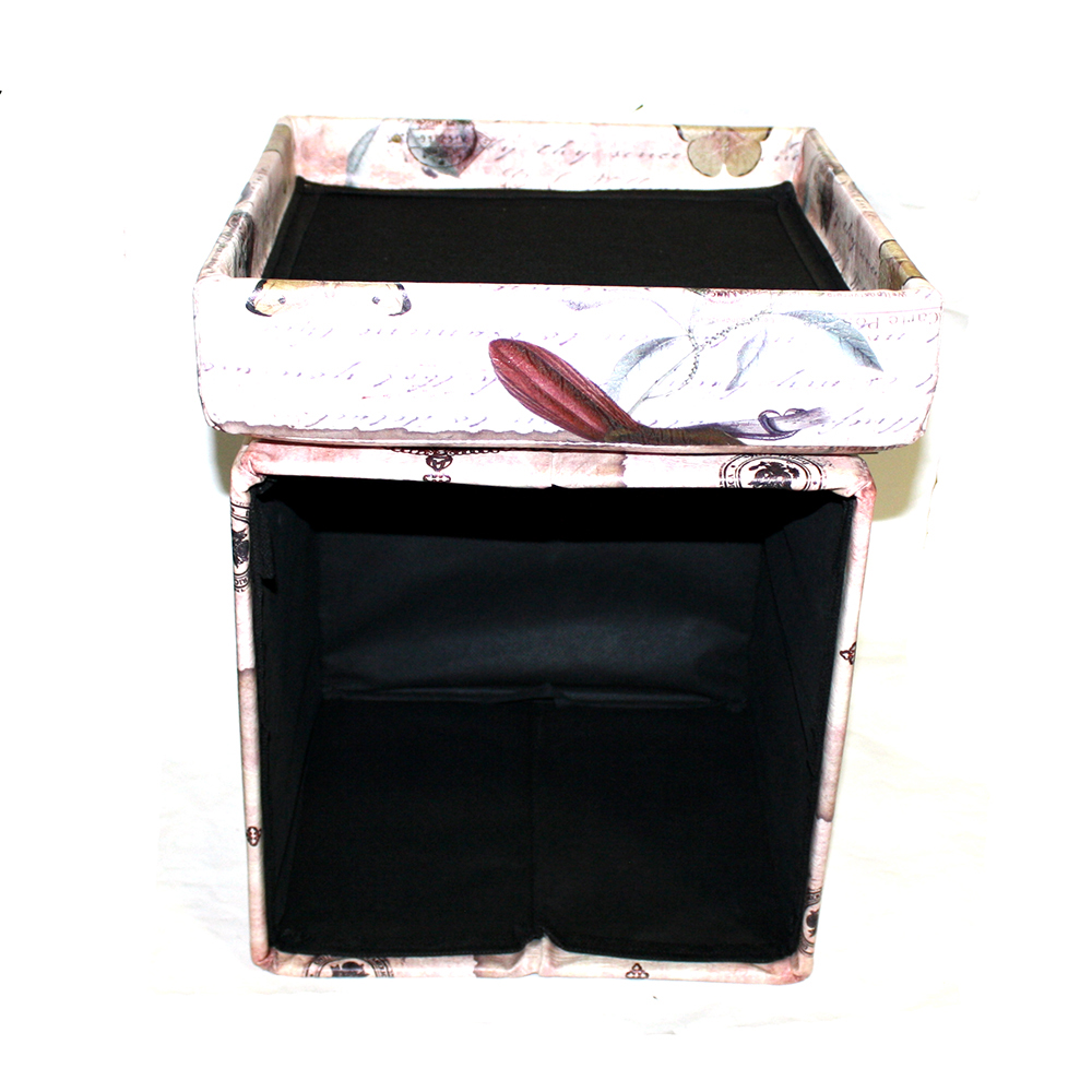 Пуфік-банкетка  із ящиком для зберігання домашніх дрібниць в стилі Шеббі Шик 32 х 32 х 33 см SH31456-443